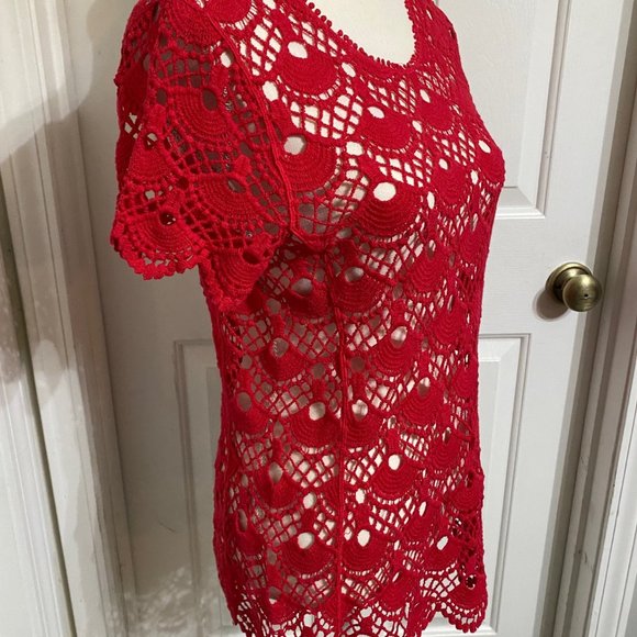 NWT Sz M Cato Crocheted Top - Beautifully Detailed - Picture 2 of 10